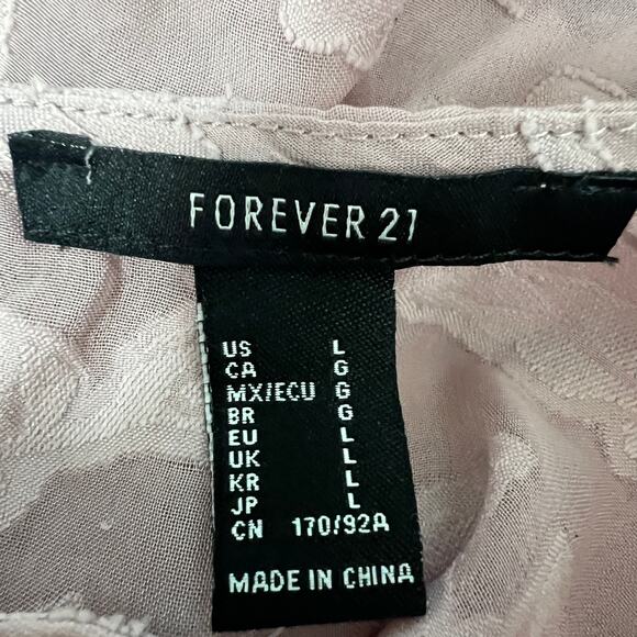 Forever 21 Pink Peplum Hem Short Sleeve Sheer Top Womens Sz Large Fairy Prairie - Picture 2 of 10